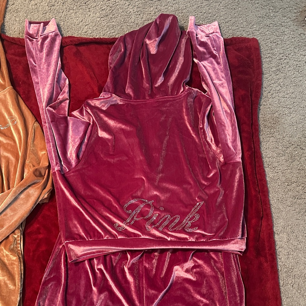 Victoria's Secret Velvet Jumpsuits in Tan and Pink - Picture 3 of 5